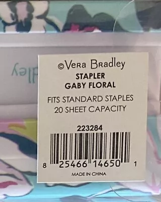 Vera Bradley Gaby Floral Stapler 20-Sheet Capacity Fits Standard Staples • $10