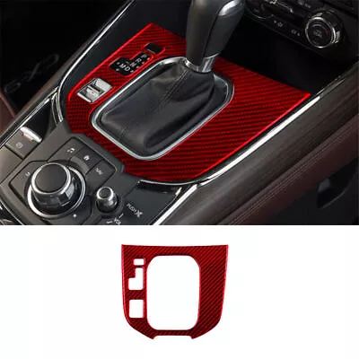 Red Carbon Fiber Interior Gear Shift Panel Cover Trim For Mazda CX-9 2016-2022 • $19.02