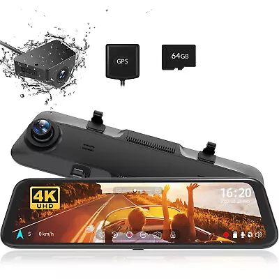 WOLFBOX Mirror Dash Cam Front And Rear Camera 4K 12'' Car Camera Monitor 64GB • $219.99