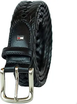 Tommy Hilfiger Men's 32MM Wide Braided Belt Black • $24.99