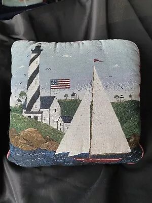 WARREN KIMBLE Nautical Lighthouse Sea Shore Scene Throw Accent Pillow • $16