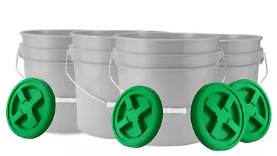 3.5 Gallon Food Grade BPA Free Buckets With Airtight Screw On Lids (Pack Of 4) • $83.55
