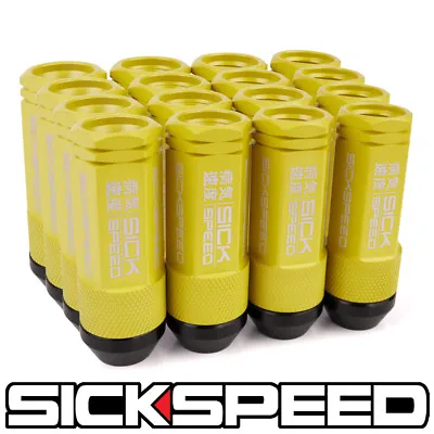 Sickspeed 16pc Yellow Aluminum Extended 50mm 2 Pc Lug Nuts Wheels 12x1.5 L16 • $79.95
