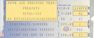 Metallica 1988 Damaged Justice Tour Ticket Stub • $33.66