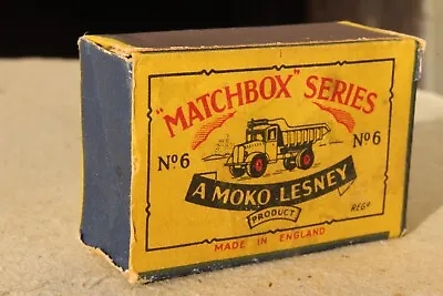 MATCHBOX 6a QUARRY TRUCK ORIGINAL BOX ONLY  Good Condition 1950s • £16.99