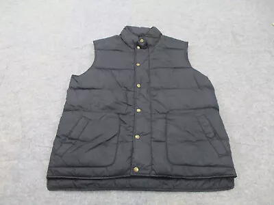 Lands End Vest Mens Large Black Down Feather Outdoor Puffer Jacket Button Front • $27.97