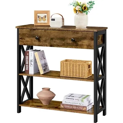 Console Table With Drawer And 2 Open Storage Shelves For Living Room Hallway • £56.99