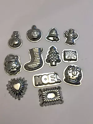 12 Vtg Tin Miniature Molds Assort. Metal Candy Chocolate Butter  Soap Holiday • $12.99