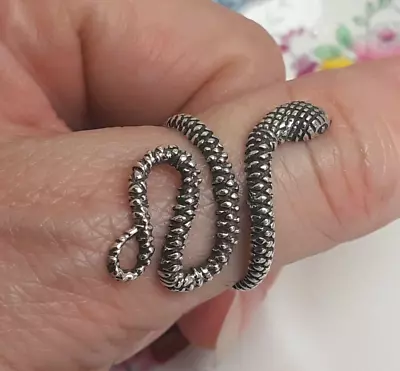 Vintage Snake Serpent 925 Sterling Silver Adjustable Ring Size N/O US 6.5/7 • $14.88