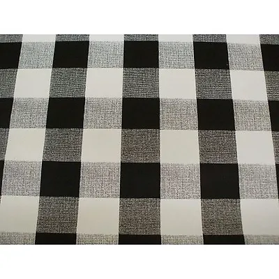 Black White Plain Gingham Check Pvc Vinyl Oil Cloth Table Protector Dining Cover • £6.70