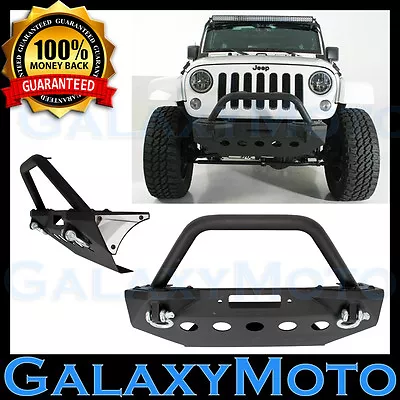 Rock Crawler Stubby Front Bumper+Winch Plate+2xD-Ring For 07-18 JK Wrangler JK • $352.22