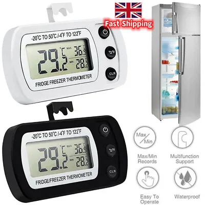 Fridge Freezer Digital Thermometer With Min/Max & CURRENT Temperature Display UK • £4.78