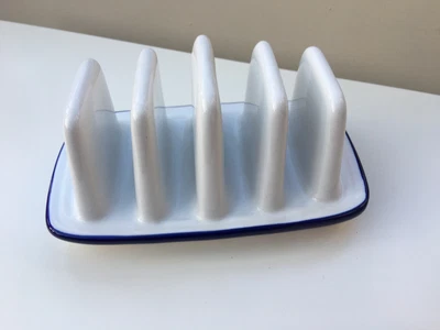 £5 • Buy John Lewis Coastal Porcelain Toast Rack White With Blue Detail