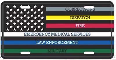 USA THIN MULTILINE FIRST RESPONDER MILITARY Aluminum Embossed License Plate • $8.88