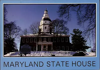 Annapolis Maryland State Capitol House 1779 Snow Scene Historic Sign Postcard • $3.93