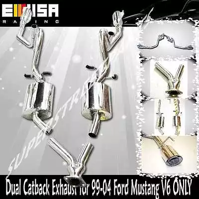 EMUSA Catback Exhaust System W/ Dual Tips For 99-04 Ford Mustang 3.8L V6 • $269.99