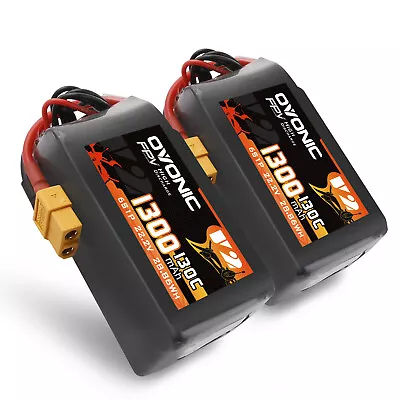 $96.99 • Buy 2X Ovonic 1300mAh 130C 6S LiPo Battery 22.2V For FPV 6S Quad RC Drone With XT60