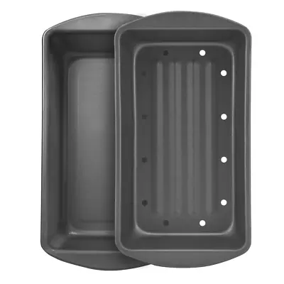 9.3  X 5.2  X 2.7  Meatloaf Pan With Insert Nonstick  Bread And Loaf Pan Gray • $12.89