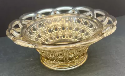 Vintage Imperial Glass Amber Aka 'Sugar Cane' Laced Edged Candy Dish • $14.97