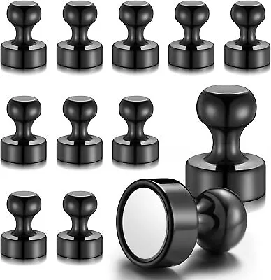 12 PCS Metallic Magnets Black Magnetic Push Pins Refrigerator Magnets Brus... • $8.76