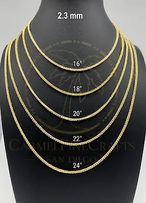 Square Wheat Chain Unisex Diamond Cut Necklace 1.75-4.5mm 10K-14K Genuine Gold • $288