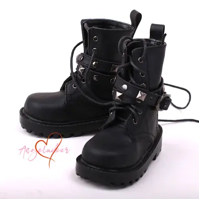 1/4 1/3 Uncle BJD Doll Shoes Military Short Boots Rivet 2*Buckles Black DIKA DF • $24