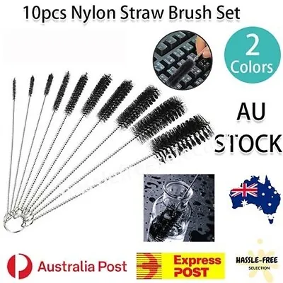 10Pcs Nylon Reusable Straw Brush Cleaner Bottle Small Long Cleaning Tube Pipe • $6.79
