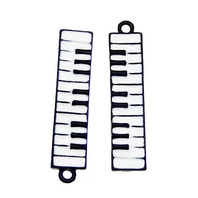 8PCS Enamel Plated Piano Music Instrument 32x7mm Charms Pendant DIY Findings • $3.32