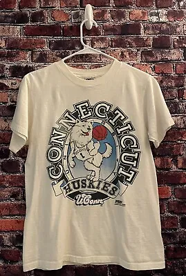 Vintage 1989 Uconn Huskies College T-shirt Size Mens Medium 80s Vtg Basketball • $65