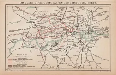 London U-Bahnnetz Tube Underground Original Card By 1896 Map • £12.04