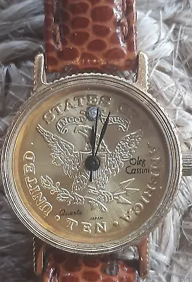 Oleg Cassini Vintage Gold Coin Watch 2pt Diamond (missing Buckle Tongue) • $84.80