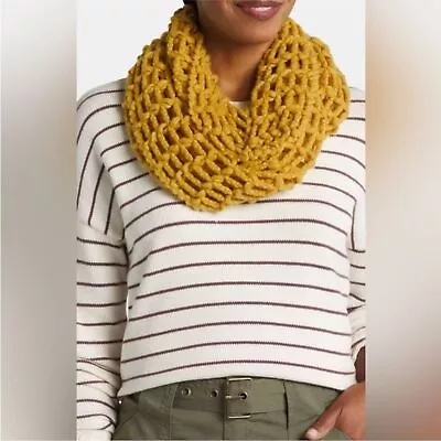 Octavia Open Knit Infinity Scarf In Mustard • $29