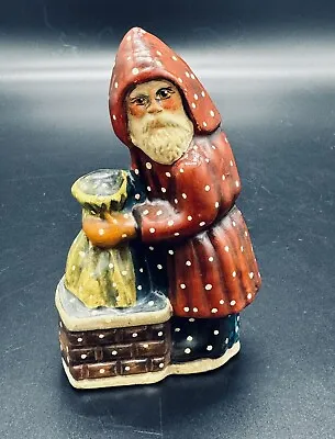 Vaillancourt Folk Art Santa Stuffing Sack Down Chimney 593 Polka Dots 1993 • $168