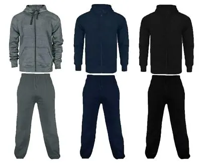 New Mens Tracksuit Set Fleece Hoodie Top & Bottoms Joggers Gym Contrast Jogging • £19.99