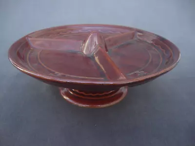 Vintage Marcrest Stone Ware Daisy Dot Divided Relish Plate/Lazy Susan Cone Base • $80