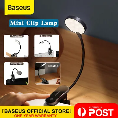 Baseus Book Light LED Reading Lamp USB Rechargeable Mini Clip-On Desk Nightlight • $19.99