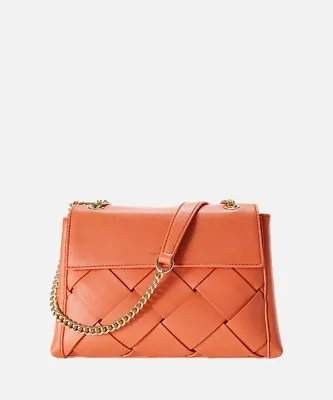 £42.99 • Buy GENUINE LEATHER - NEW - Orange- Chrisbella Designer X Body Shoulderbag Handbag