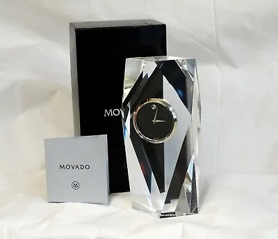 MOVADO MUSEUM Style Black Dial Diamond Shape Cut CRYSTAL 7  Mantle Desk Clock • $179.99