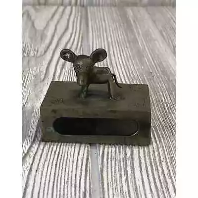 Vintage Brass Mouse Matchbox Cover Holder Antique Decor • $13.19