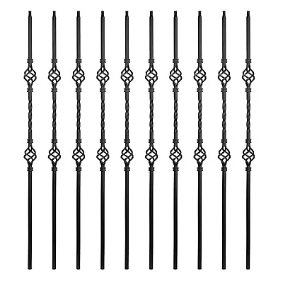 10 Packs 1/2  Iron Balusters Double Basket Twist Hollow Metal Spiral Spindles • $111.88