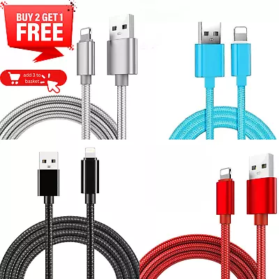 1m 2m 3m Long Charger For IPhone 13 12 11 XR 6 7 8 Braided USB Data Lead Cable • £4.42