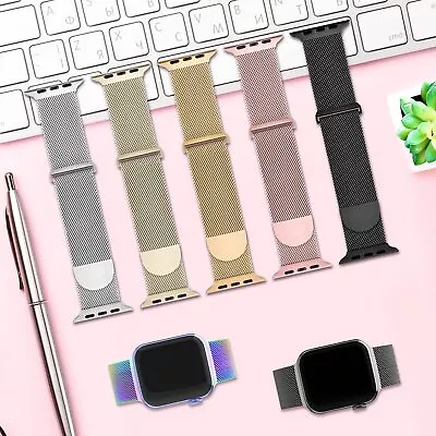 $12.35 • Buy For Apple Watch Series 8 7 6 5 4 3 2 SE Magnetic Milanese Loop IWatch Band Strap
