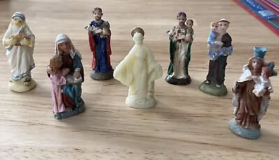 Vintage Miniature Religious Figurines Lot Of 7 Hand Painted? • $10