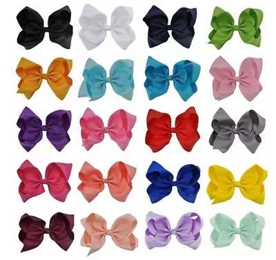 3 Inch Hair Bow Clip Bobble Grosgrain Ribbon With Clips Elastics Without Clips • £0.99