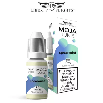 Moja Juice Vape E-Liquid Spearmint Menthol 10mg Any Pen 10ml Nic Salt 50VG/50PG • £3.99