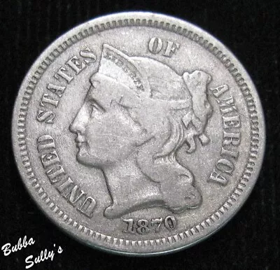 1870 III Cent Nickel FINE • $17.50