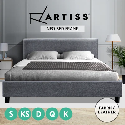 Artiss Bed Frame Queen Double King Single Mattress Base Wooden Fabric Leather • $154.95