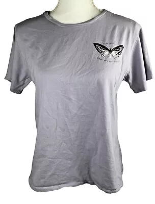 French Pastry Women Lilac Short Sleeve T-Shirt Size M Butterfly Pattern • $10