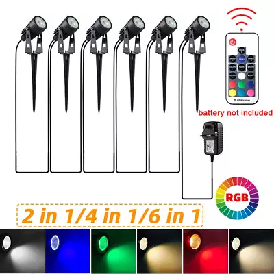 2/4/6Pcs RGB LED Garden Outdoor Waterproof Lawn Spotlight Yard Lamp Spike Lights • £17.88