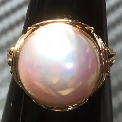 K18 Mabe Pearl Gold Ring Size US 6 Japan Shipping Pre-owned • $428